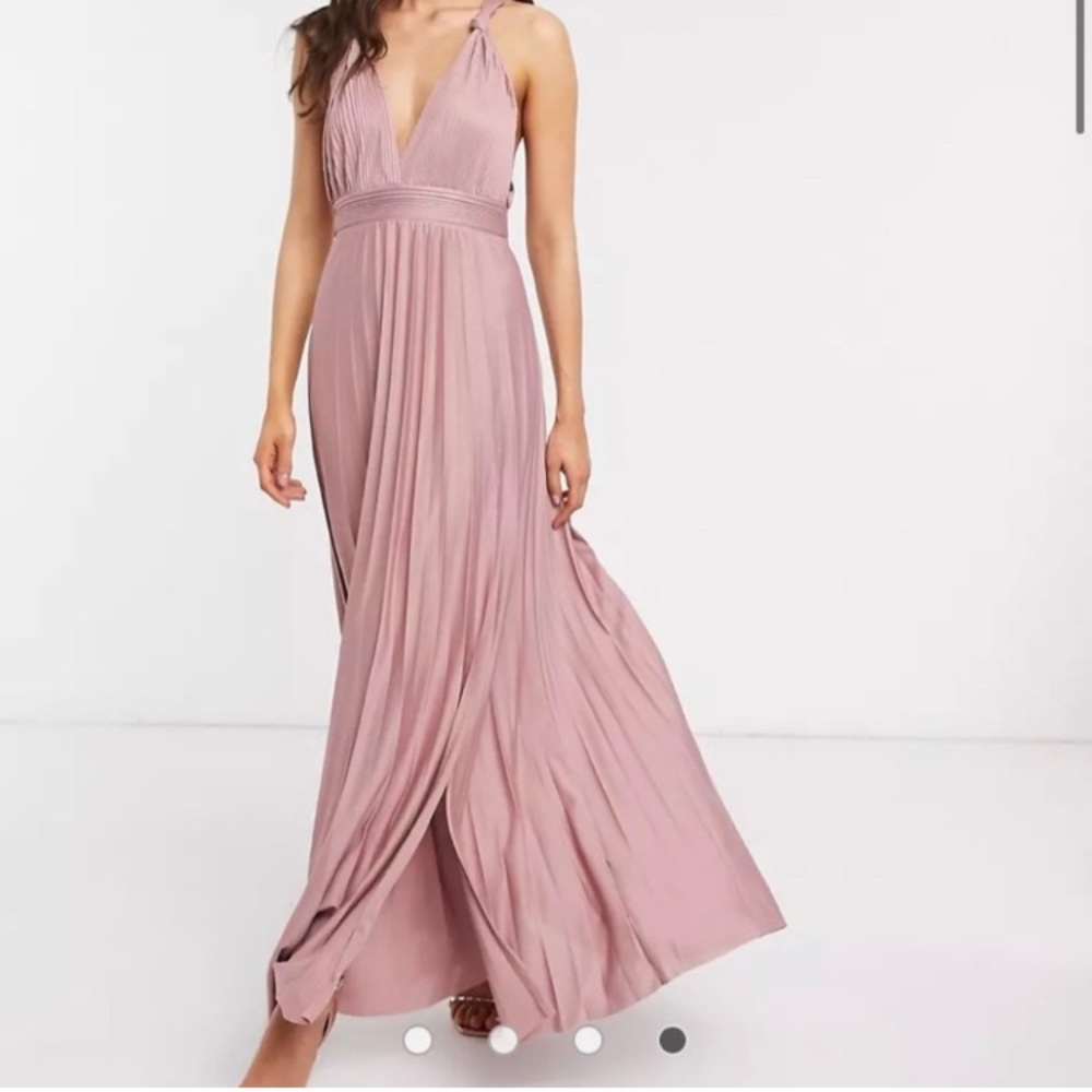ASOS black plunge neck pleated maxi - Picture 7 of 8